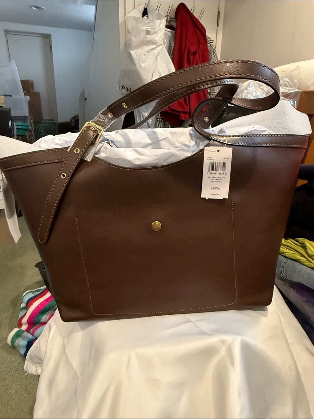 NWT Coach Maple Gramercy Leather Tote with Gold Logo - Picture 2 of 3